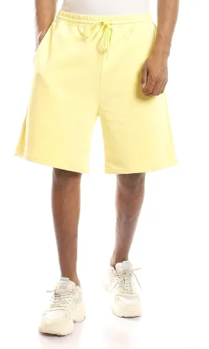 97902 Light Yellow Pull-On Casual Cotton Summer Shorts