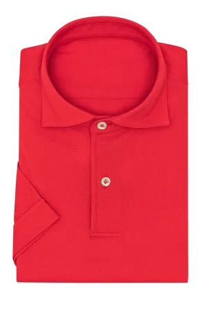 Albini Knit Bright Red Piqué Doppio Cotton