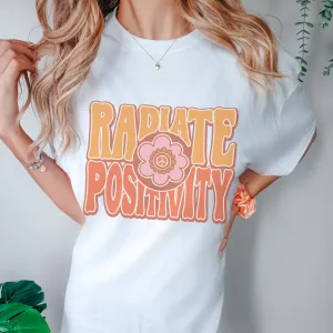 Always Free Shipping! Trendy Comfort Colors® Retro, Radiate Positivity T-shirt, Spring or Summer, Vintage 70's, Garment Dyed, Oversized Tee