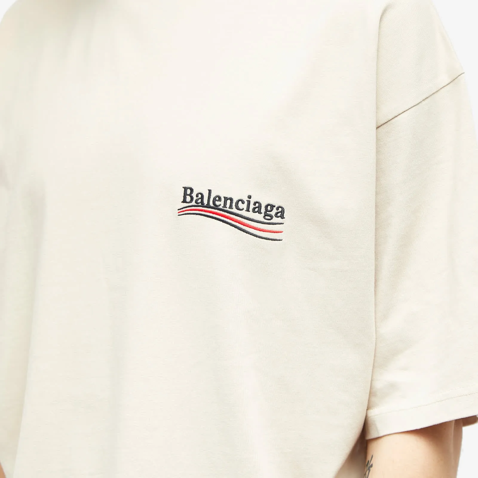 Balenciaga Political Campaign T-Shirt, light beige and white