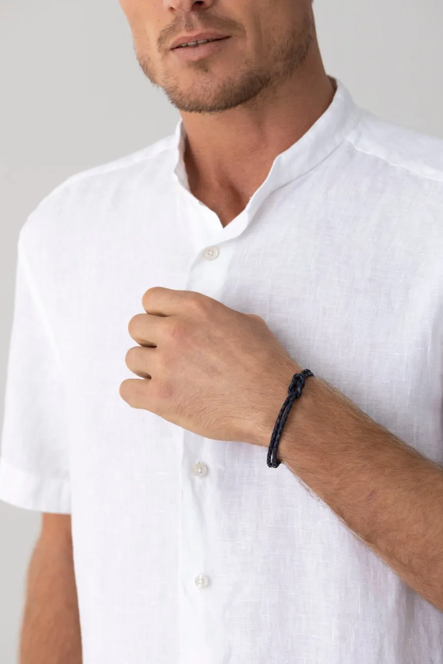 basic linen shirt mao white mc