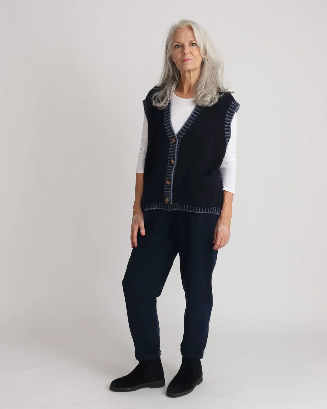 Bertie Knitted Waistcoat - Navy