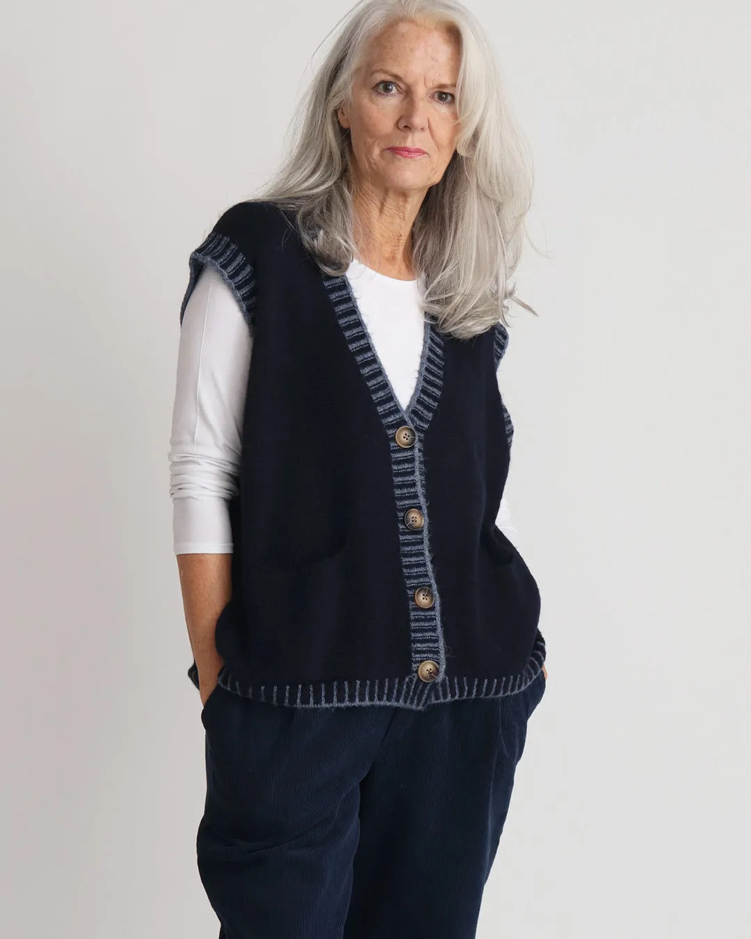 Bertie Knitted Waistcoat - Navy
