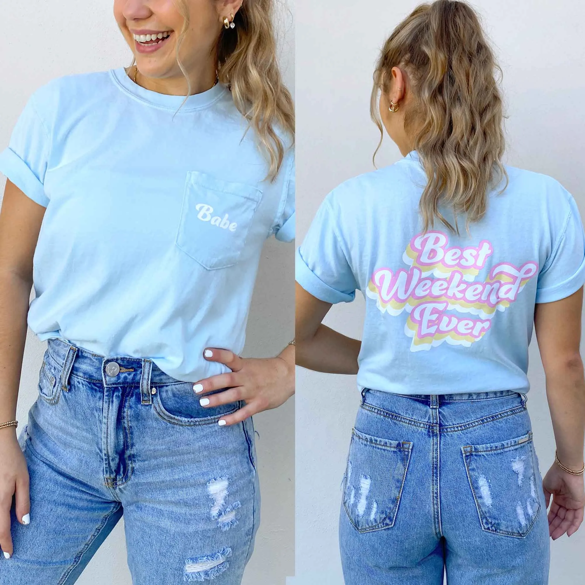 Best Weekend Ever Pocket Tees