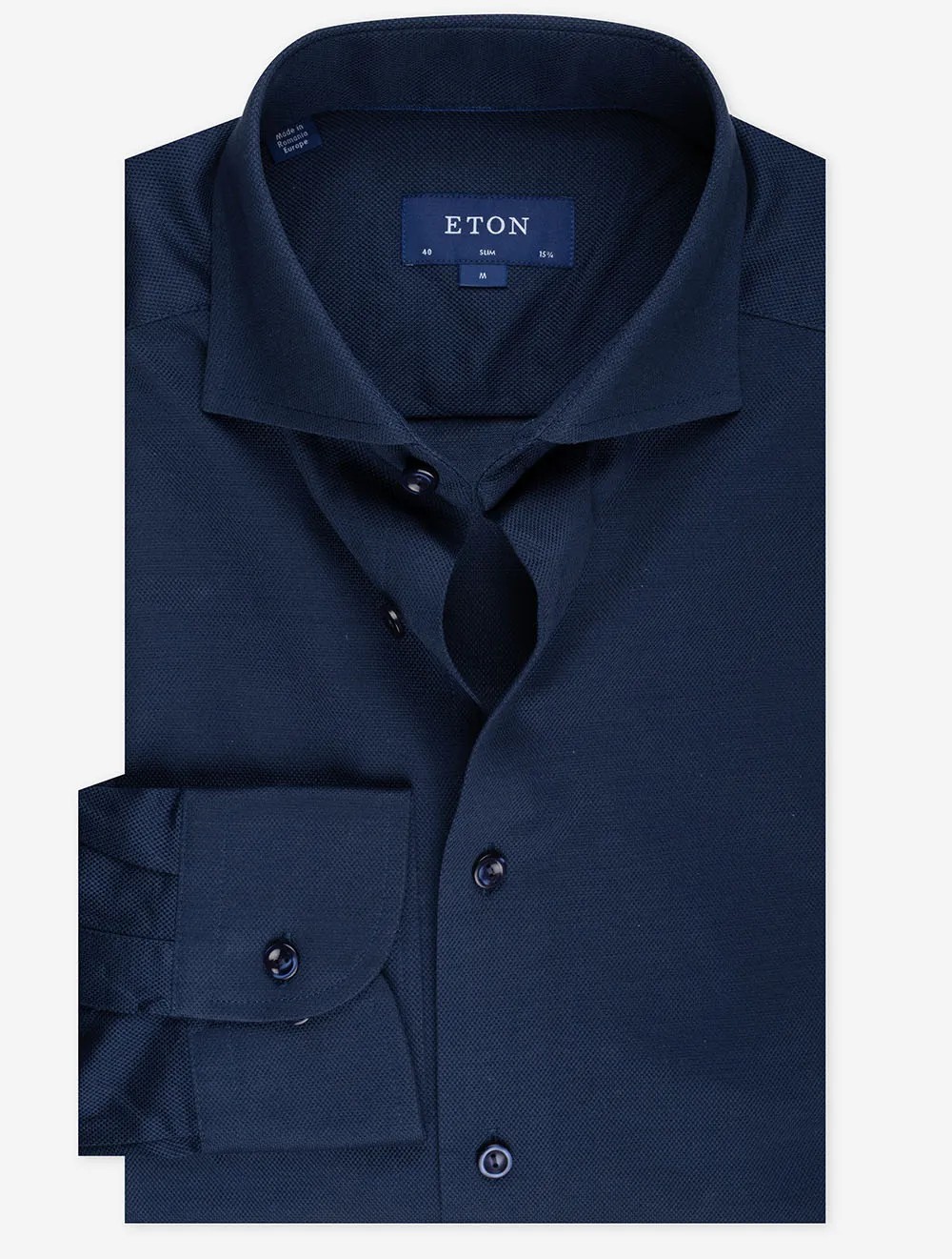 Blue Pique Slim Fit Shirt