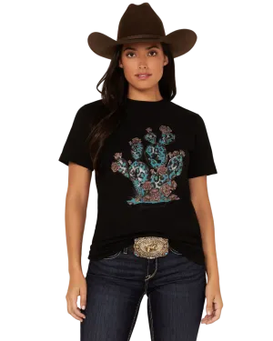 Bohemian Women's Leopard Print Cactus Graphic Tee
