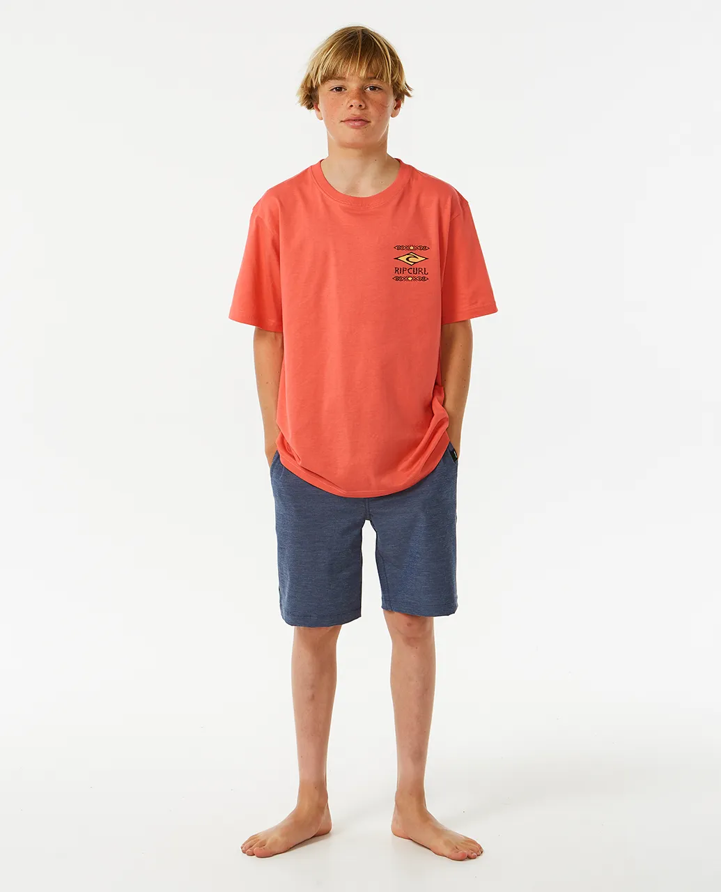 Boys Lost Islands Logo T-Shirt in Hot Coral