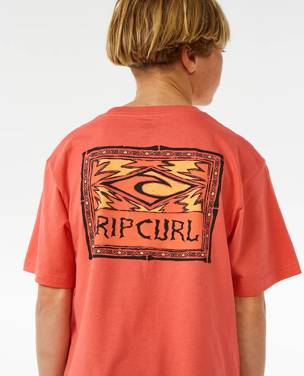 Boys Lost Islands Logo T-Shirt in Hot Coral