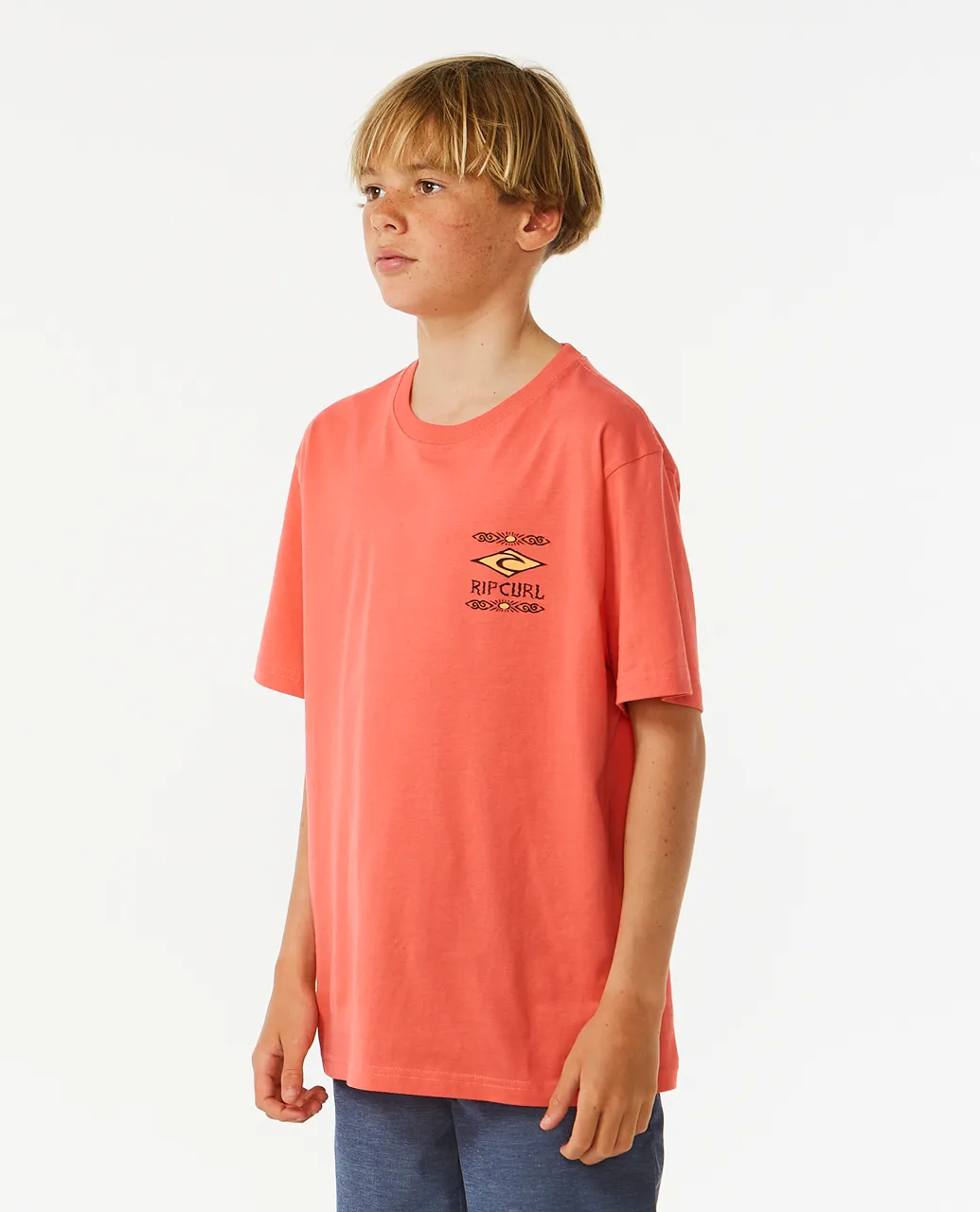 Boys Lost Islands Logo T-Shirt in Hot Coral