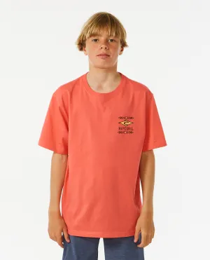 Boys Lost Islands Logo T-Shirt in Hot Coral