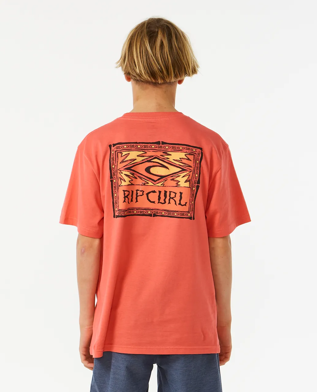 Boys Lost Islands Logo T-Shirt in Hot Coral