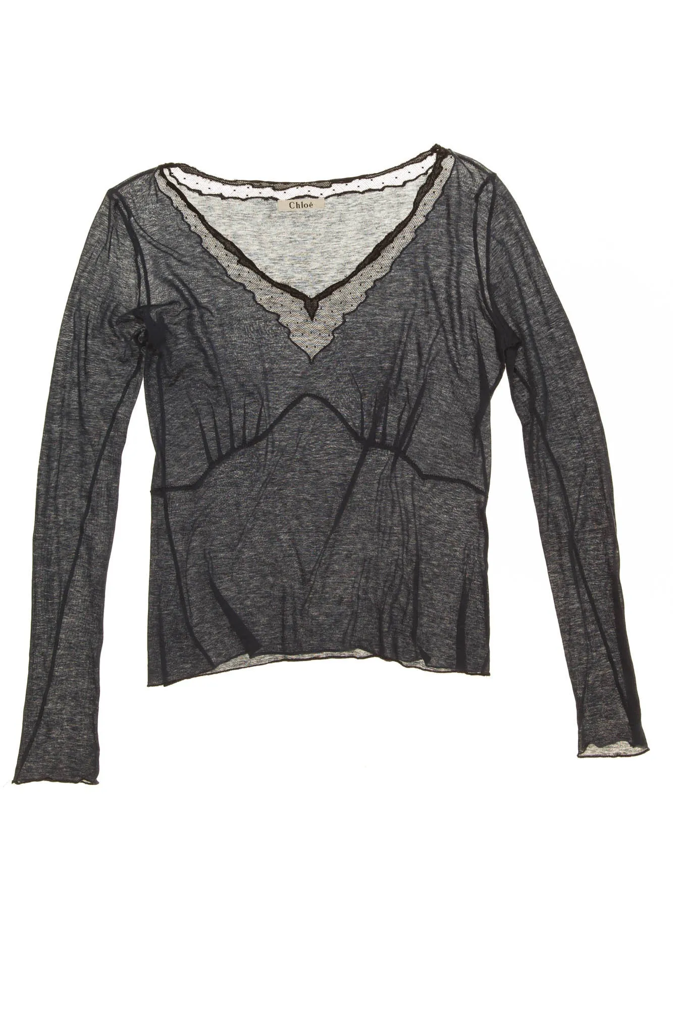 Chloe - Navy Long Sleeve Top - FR 36