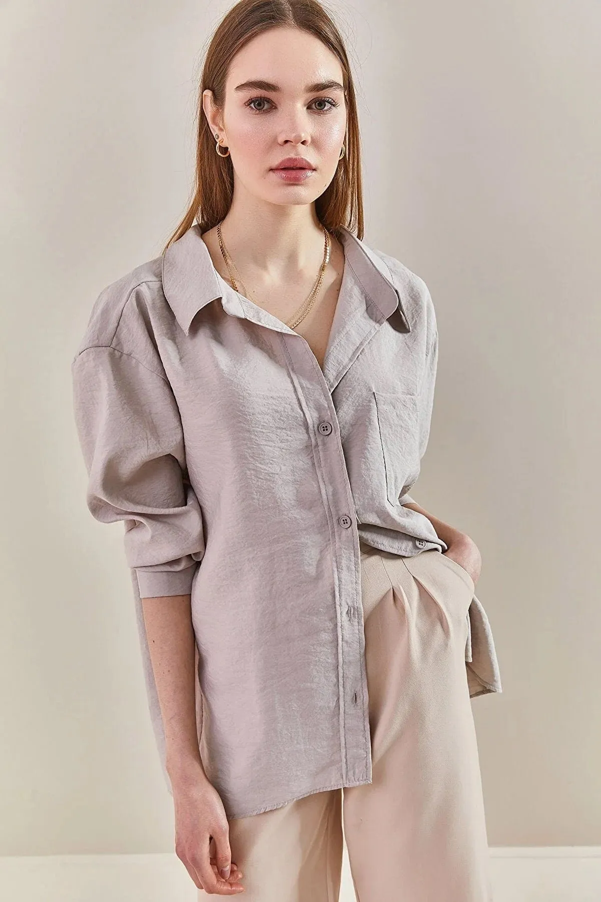 Classic Black Linen Long Sleeve Blouse