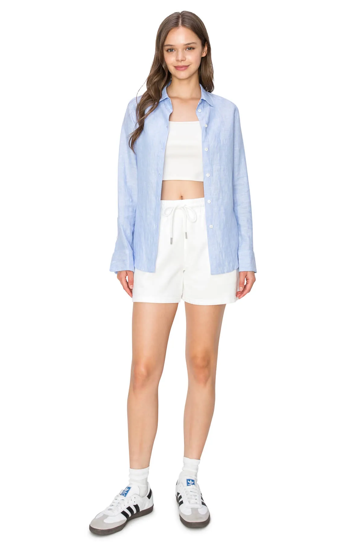 Classic Fit Linen Button-Down Shirts - Classic Blue
