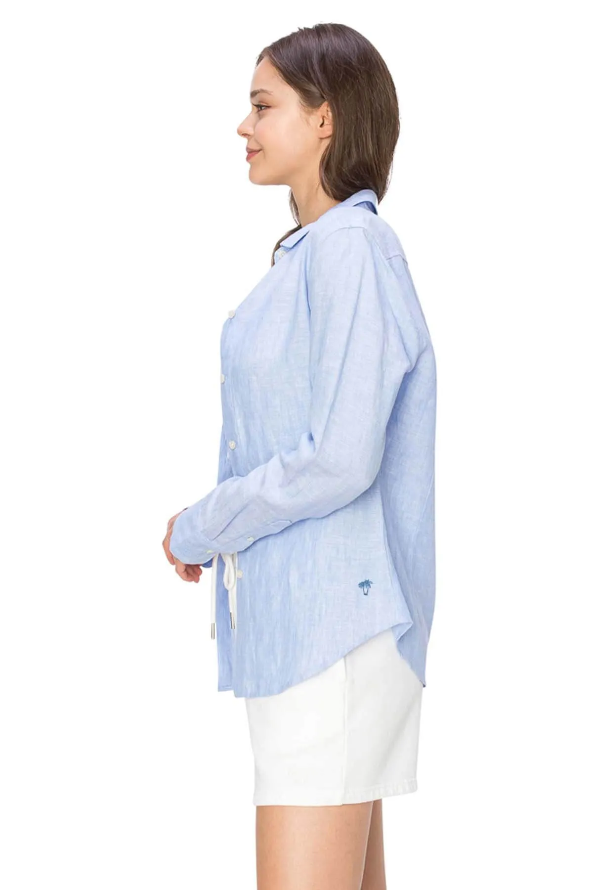 Classic Fit Linen Button-Down Shirts - Classic Blue