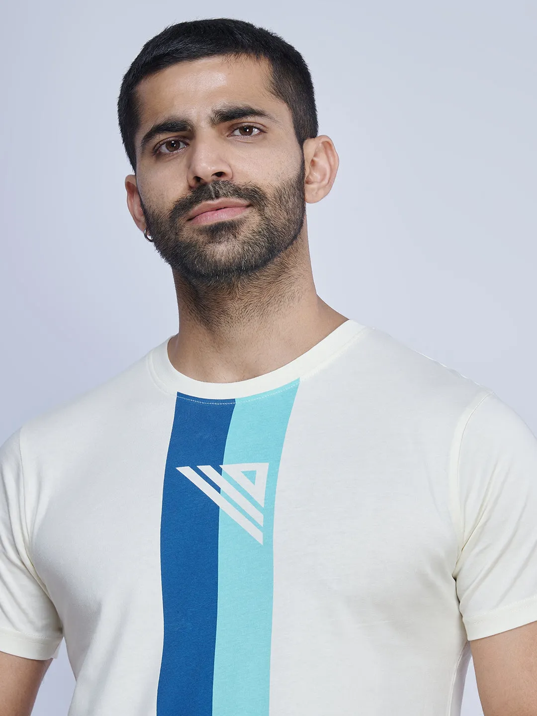 Cream Graphic Printed Round Neck Casual T-Shirt GT46