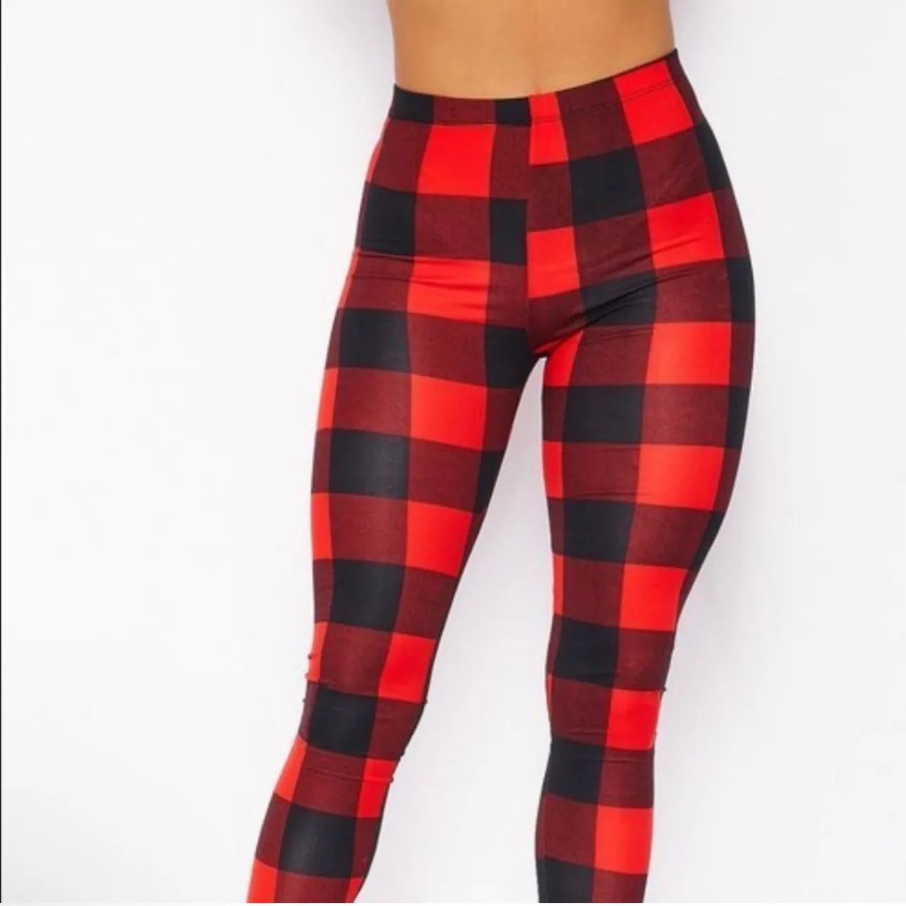 Dangerous Plaid Red & Black Buffalo Plaid High-Waisted Leggings  Trendy & Comfortable Stretch Fit