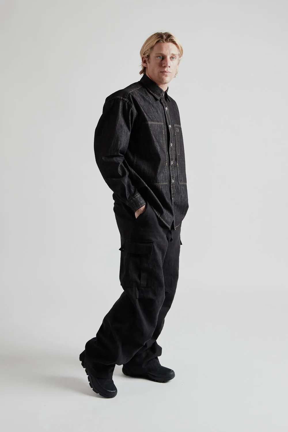 Denim Carpenter Pocket Work Shirt - Black