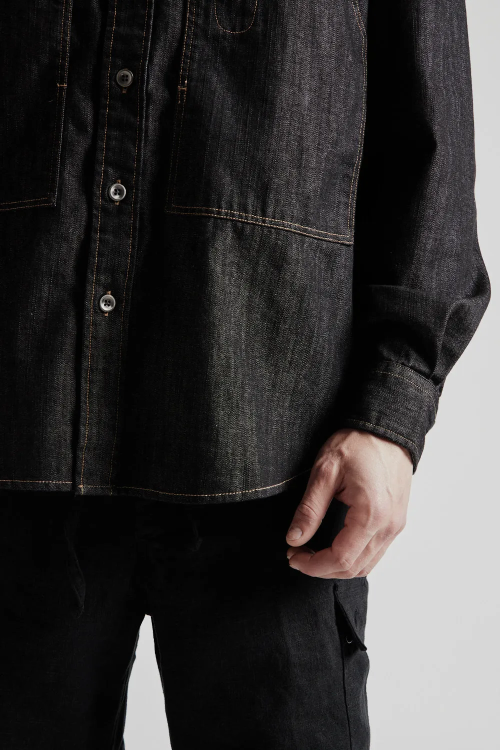 Denim Carpenter Pocket Work Shirt - Black