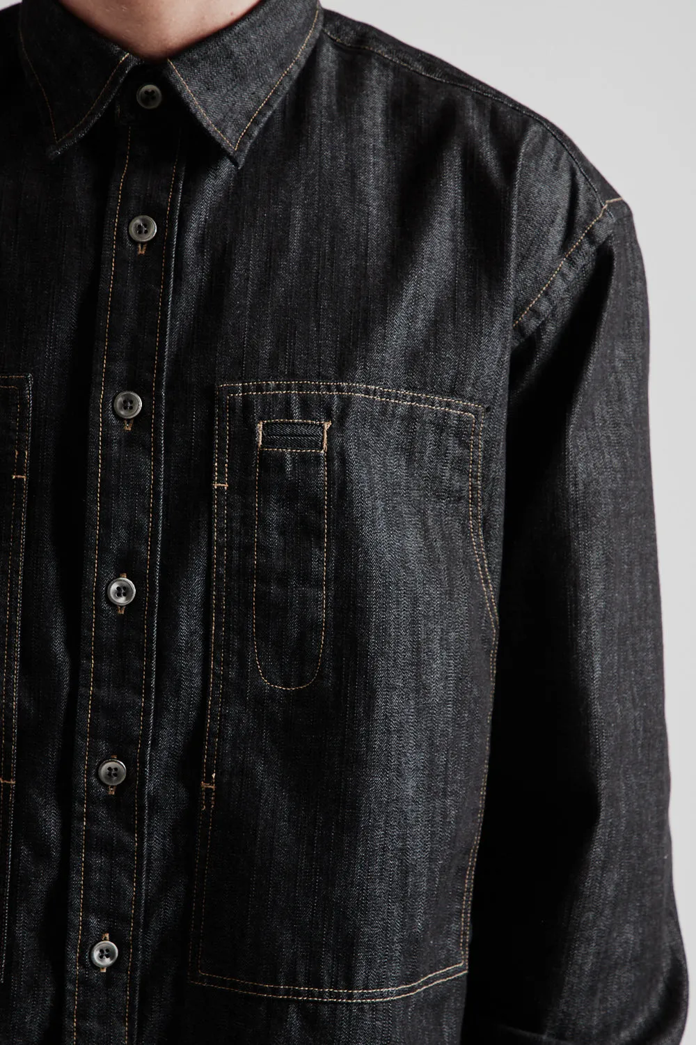 Denim Carpenter Pocket Work Shirt - Black