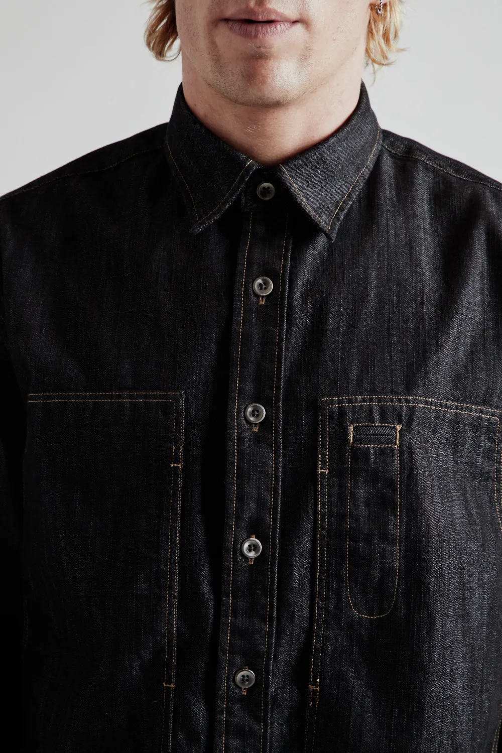 Denim Carpenter Pocket Work Shirt - Black