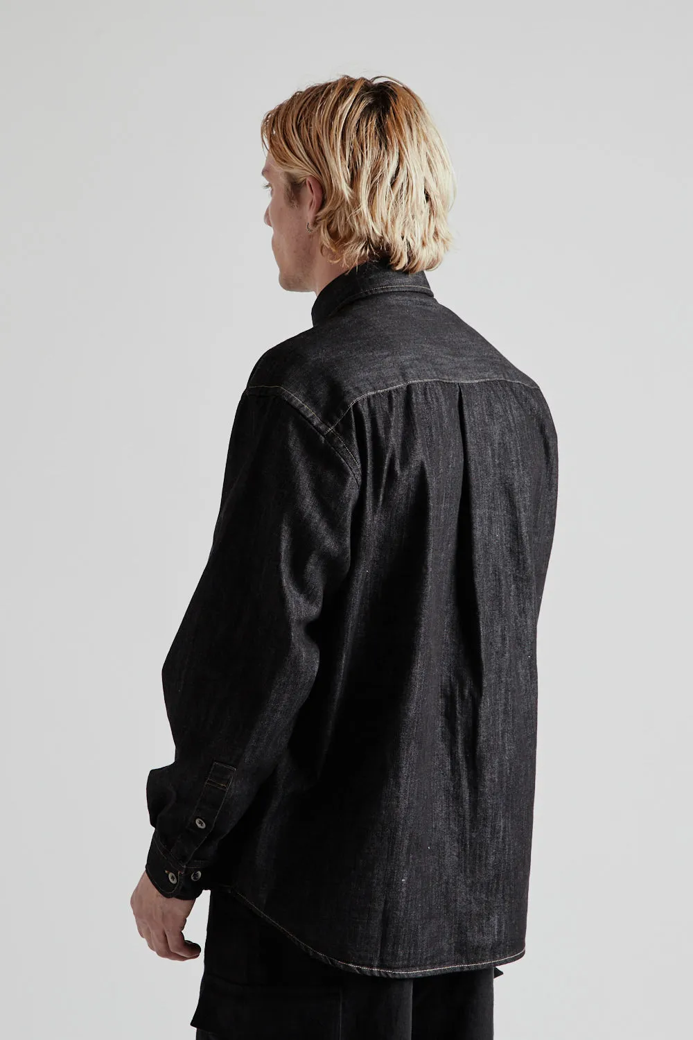 Denim Carpenter Pocket Work Shirt - Black