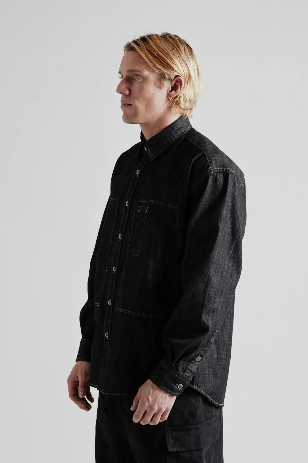Denim Carpenter Pocket Work Shirt - Black