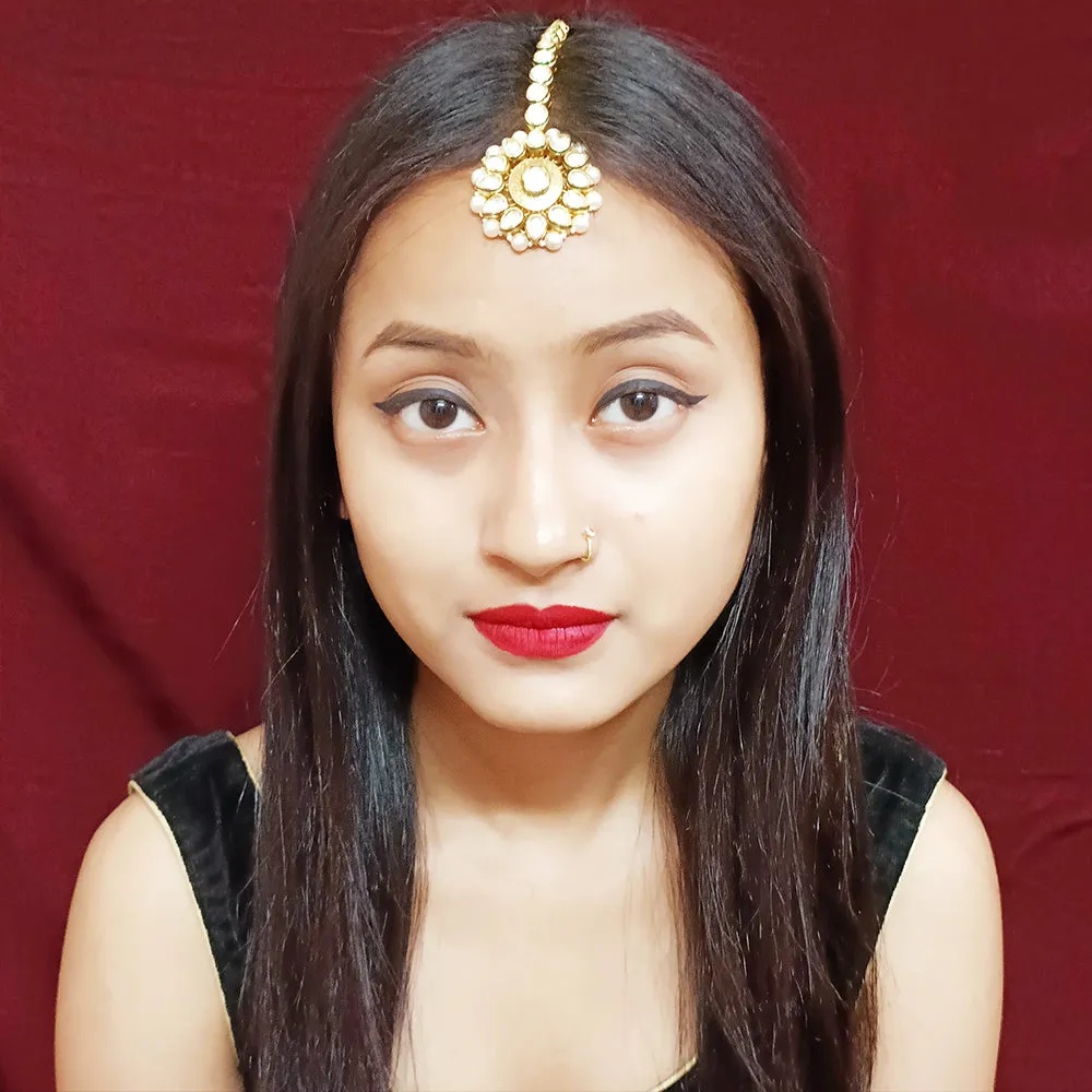 Designer Gold Plated Royal Kundan Mangtikka for Bridal (D21)