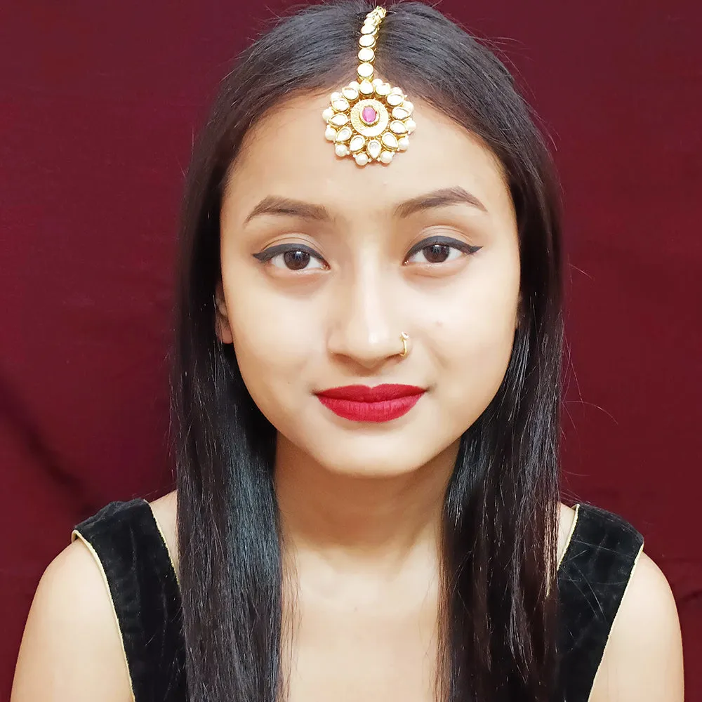Designer Gold Plated Royal Kundan Mangtikka for Bridal (D21)
