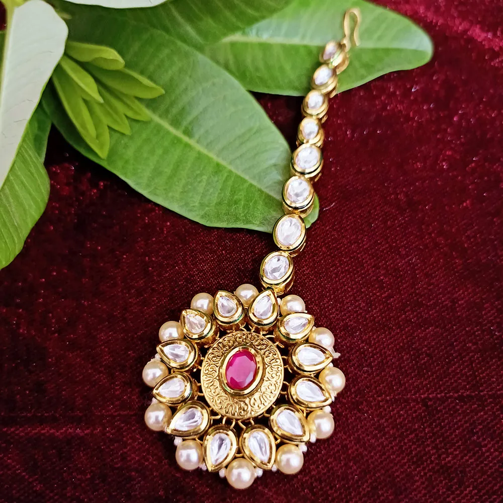 Designer Gold Plated Royal Kundan Mangtikka for Bridal (D21)