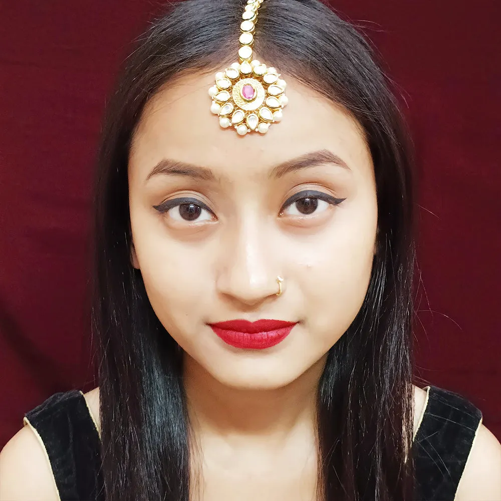 Designer Gold Plated Royal Kundan Mangtikka for Bridal (D21)