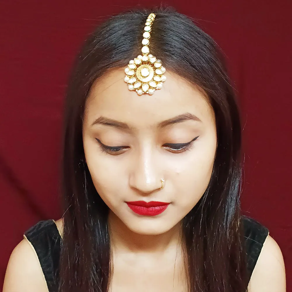 Designer Gold Plated Royal Kundan Mangtikka for Bridal (D21)
