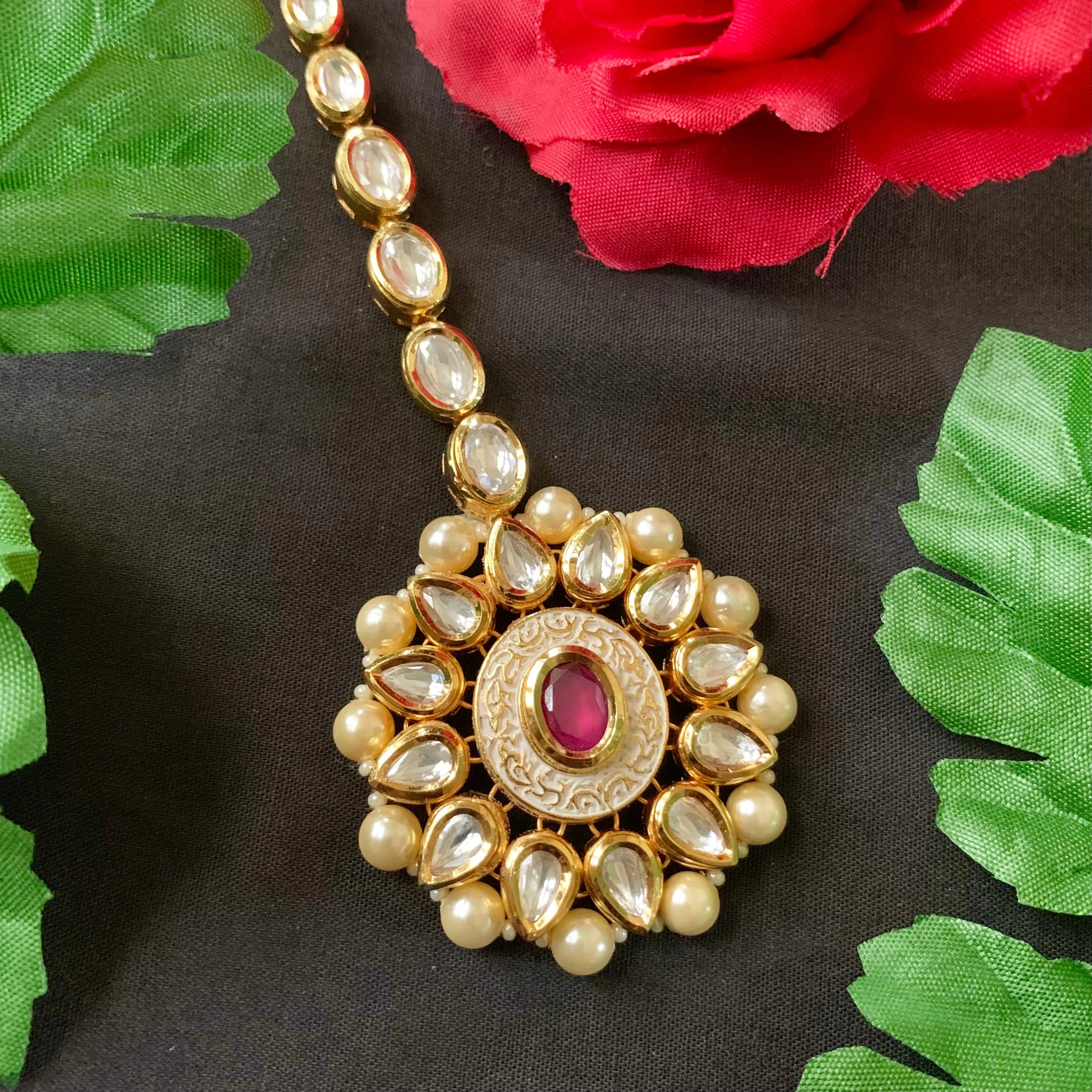 Designer Gold Plated Royal Kundan Mangtikka for Bridal (D21)