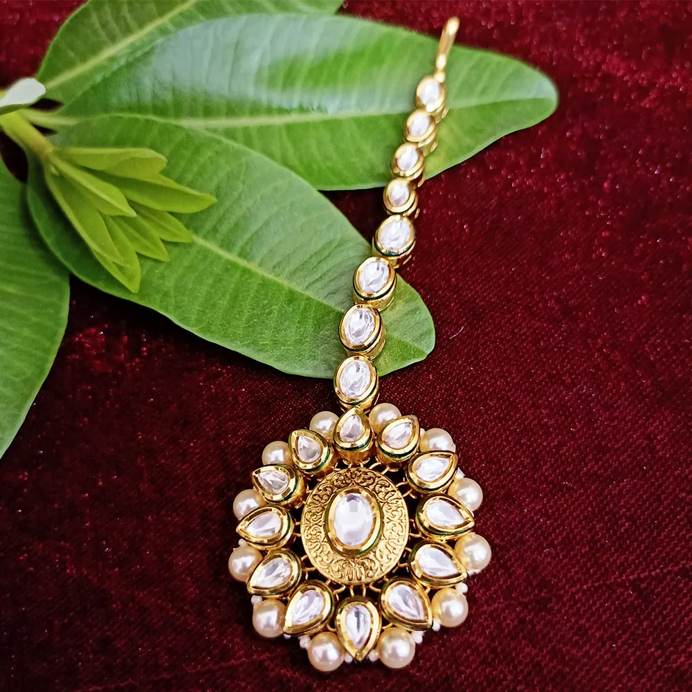 Designer Gold Plated Royal Kundan Mangtikka for Bridal (D21)
