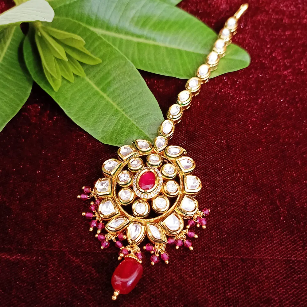 Designer Gold Plated Royal Kundan Mangtikka for Bridal (D25)