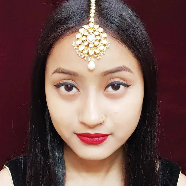 Designer Gold Plated Royal Kundan Mangtikka for Bridal (D25)