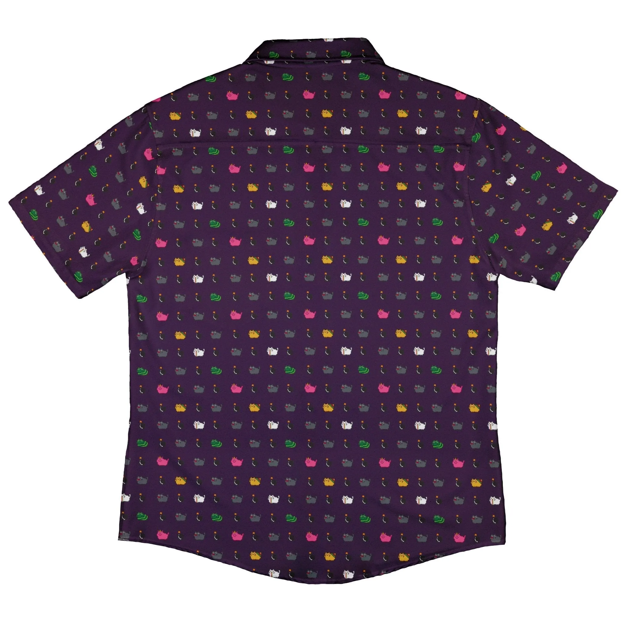 Exploding Kittens Pixel Cats Dark Button Up Shirt