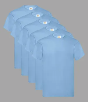 Fruit of the Loom Kid's T-Shirt, Sky Blue, 1-2 to 14-15 Years, (Pack of 5)