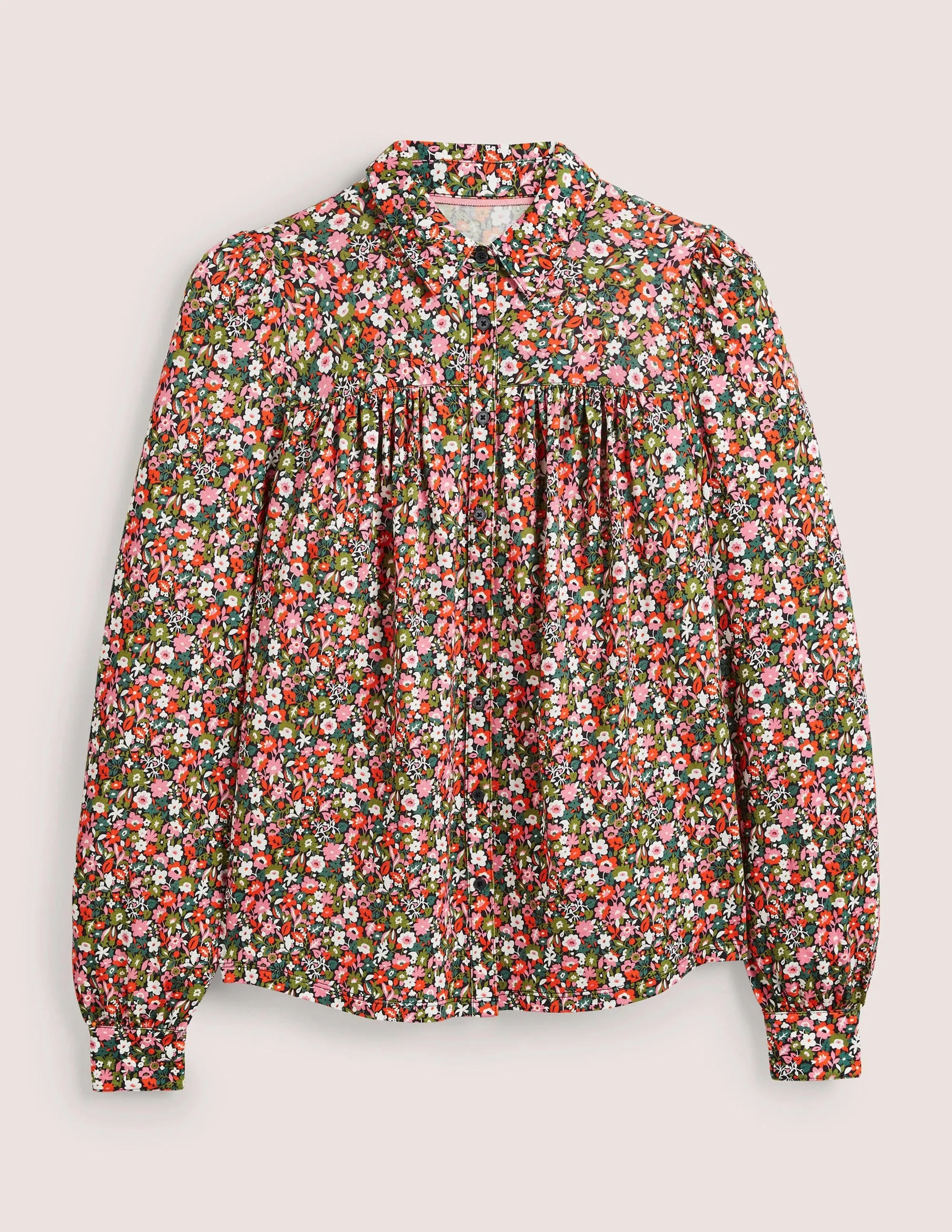 Gathered Detail Shirt-Multi, Floret Meadow