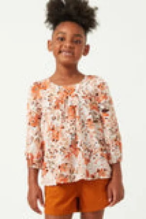 Girls Square Neck Gathered Detail Top