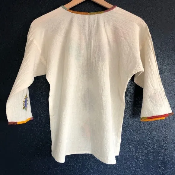 Handmade Traditional Mexican Embroidered Blouse