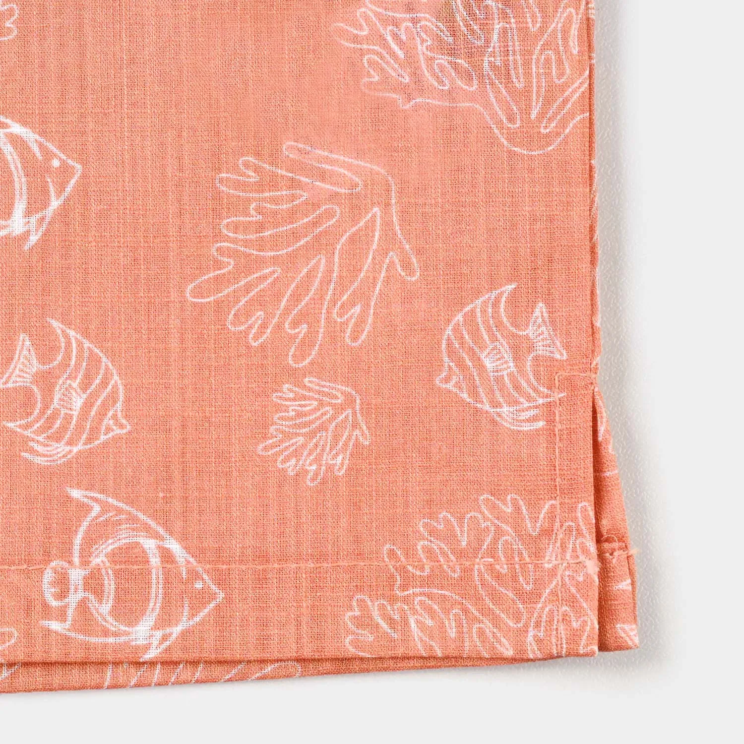 Infant Boys Cotton Slub Basic Casual Shirt (Sea world)-Peach