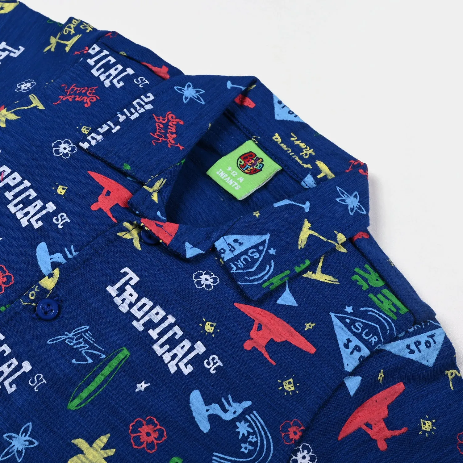 Infant Boys Slub Jersey Basic Casual Shirt Resort Style-Blue