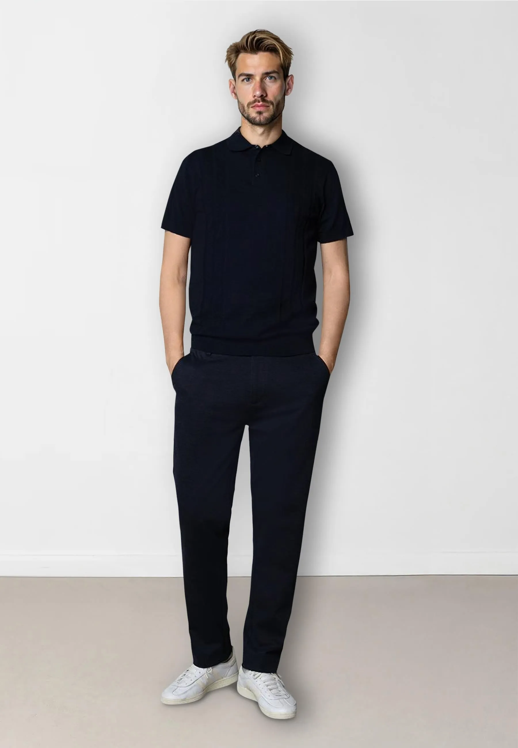 Jonas knitted polo - Navy