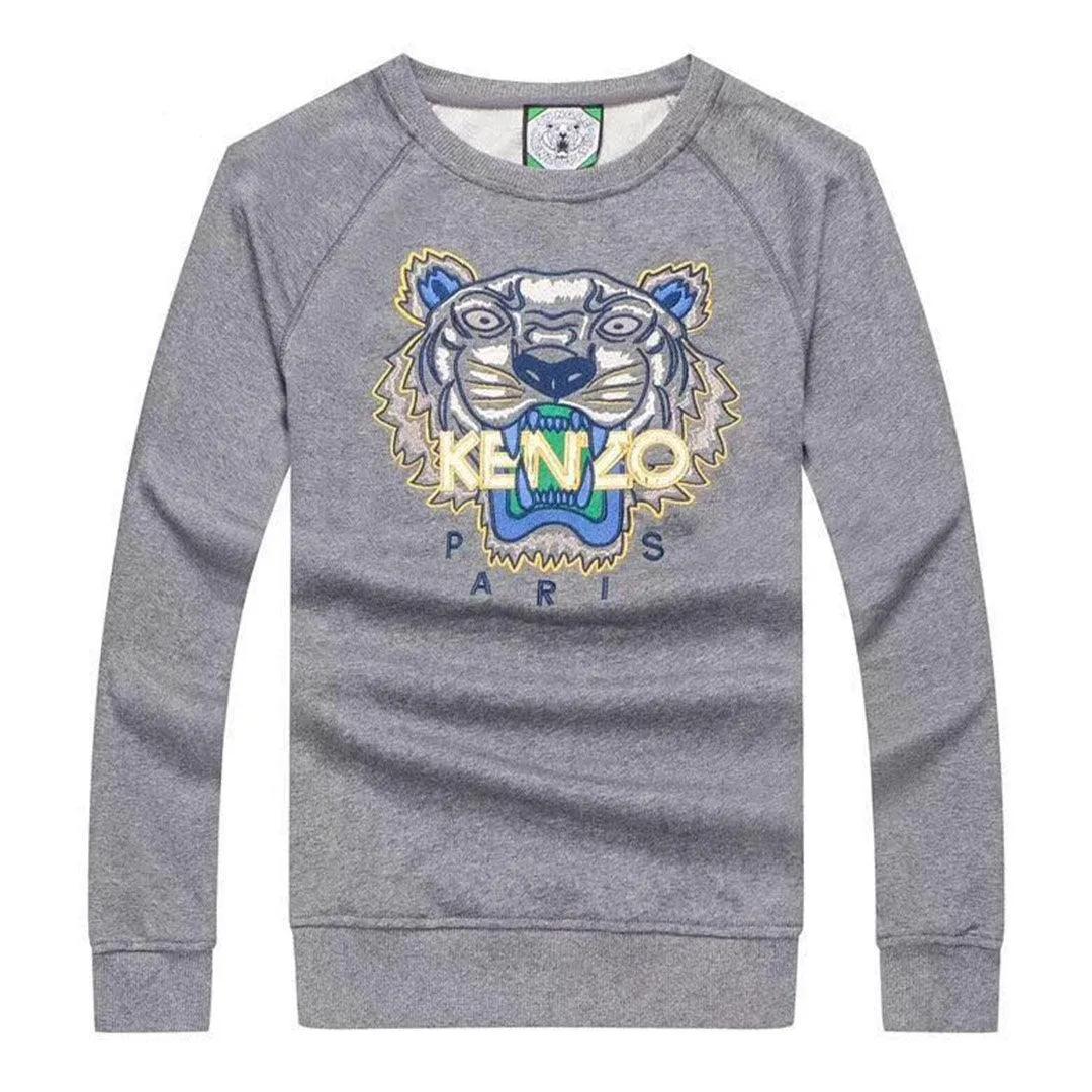 Kenzo Paris Tiger Embroidered Sweat Shirt- Grey