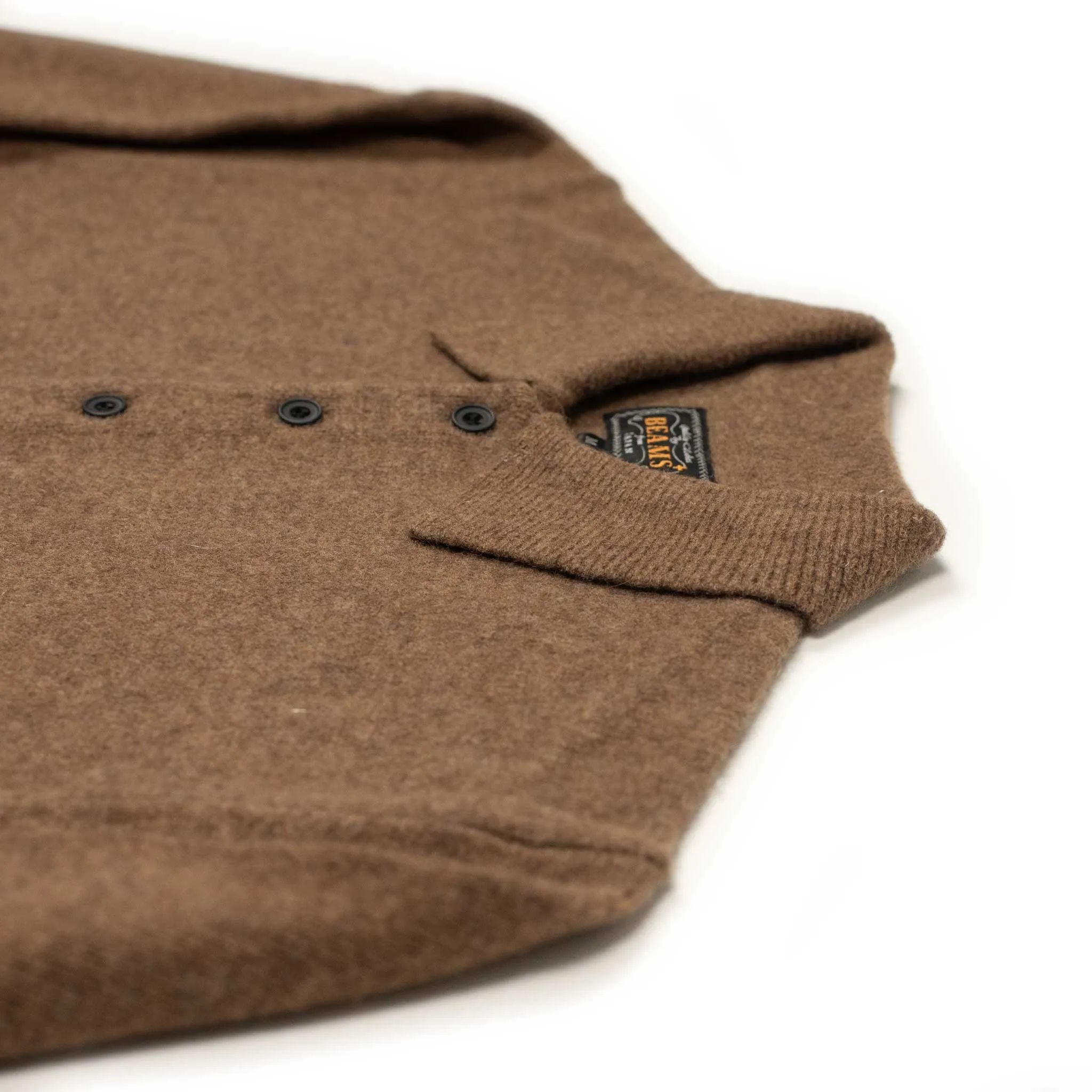 Knit polo in brown wool