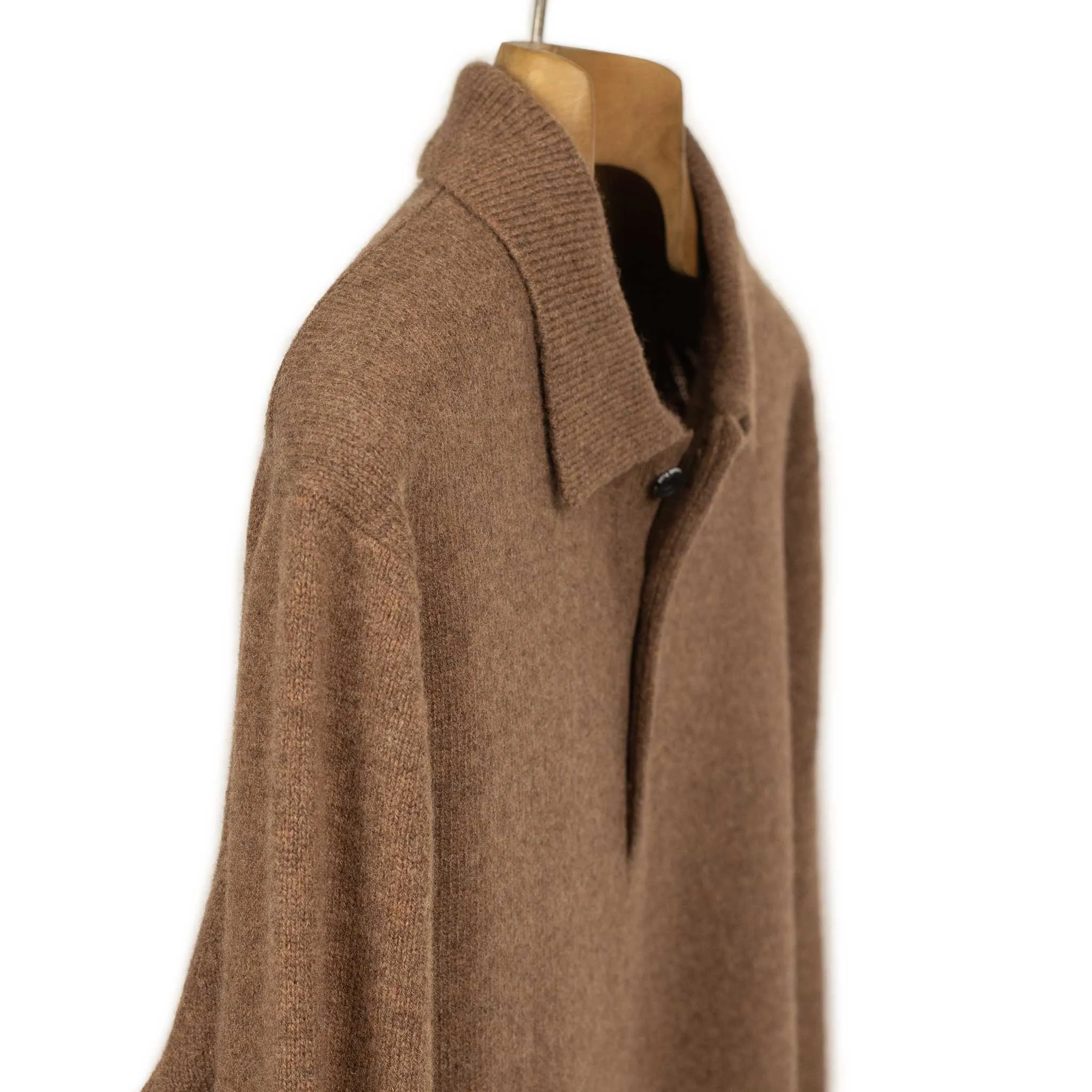 Knit polo in brown wool