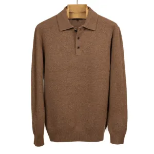 Knit polo in brown wool