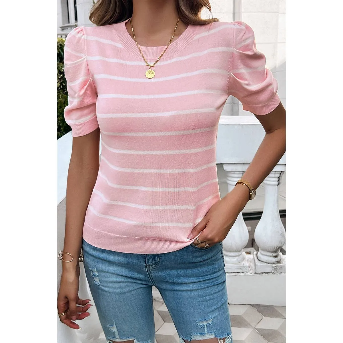 Knit Puff Sleeve Top