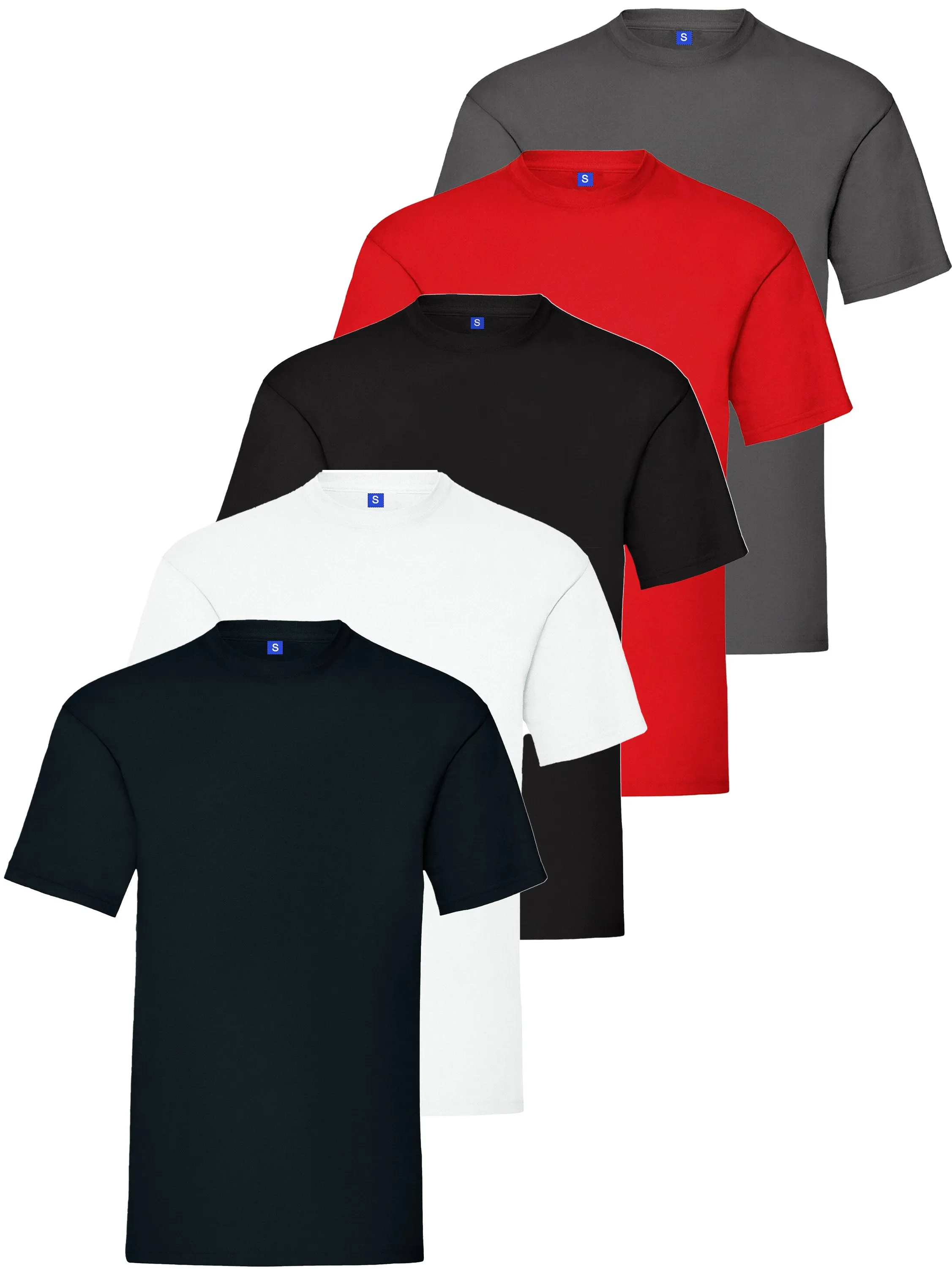 Kruze | Mens Crew Neck T-Shirt (5 Pack) - Multicolour